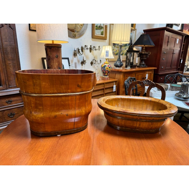 Chinese Staved Wood + Brass-Banded Baby Bathing Vessel, 19th Century For Sale - Image 4 of 12