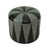 Cool vintage round pouf in patchwork style, made from a wooden base and upholstered in high-quality two-tone grey-blue and...