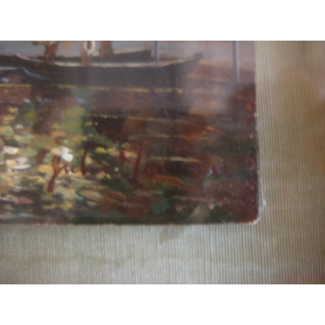 Blue Early 20th Century Miniature Oil Painting of Venice Doge Palace For Sale - Image 8 of 9