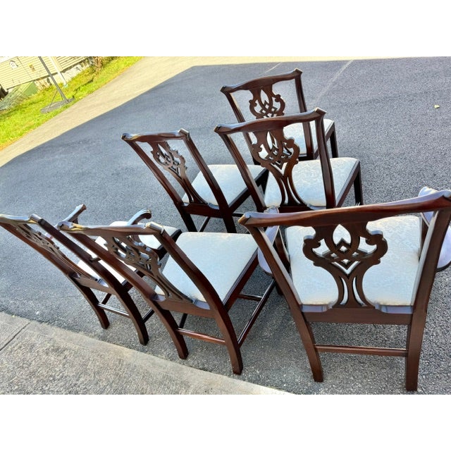 Brown Late 20th Century Set of 6 Henkel Harris Model 102 Mahogany Chippendale Style Dining Room Chairs For Sale - Image 8 of 11