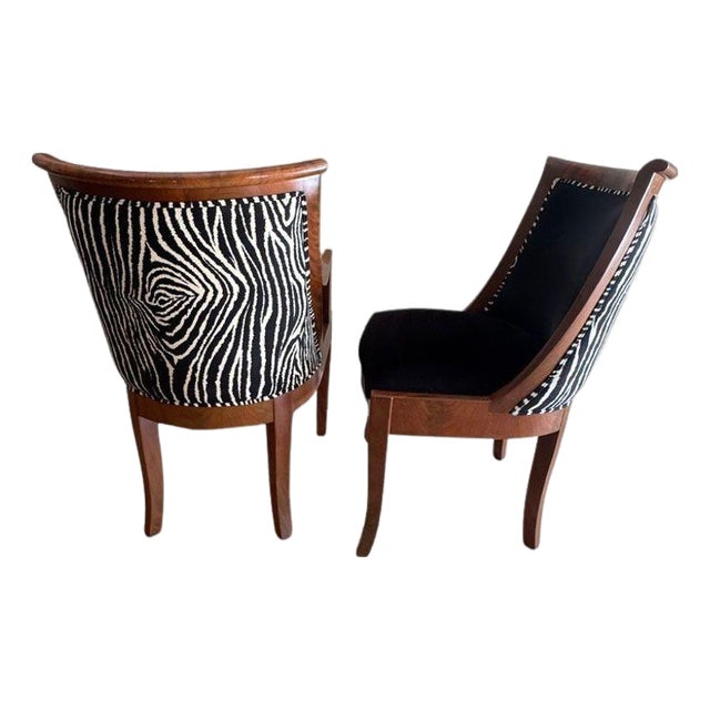 Vintage Empire Style Zebra Chairs - Set of 2 For Sale