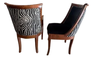 Vintage Empire Style Zebra Chairs - Set of 2
