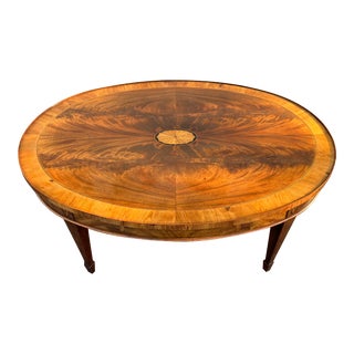 Mid 20th Century Vintage Hekman English Regency Crotch Mahogany Coffee Table With Ebony and Satinwood Inlay For Sale