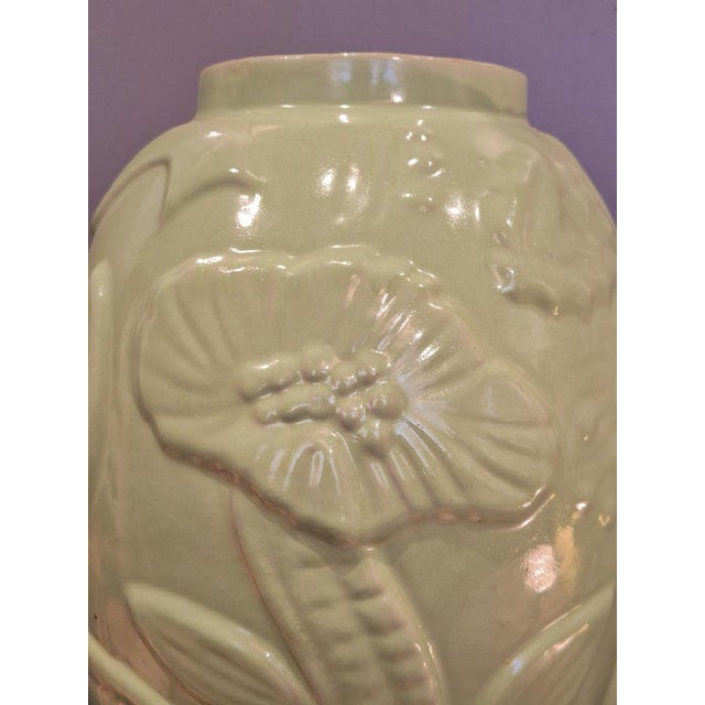 Large Swedish Modern Celadon Green Glazed Earthenware Vase from Upsala Ekeby, 1940s For Sale - Image 4 of 7