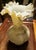 Vintage Fenton Hand-Painted Butterfly Uranium Glass Vase | Satin Custard Ruffled Rim For Sale - Image 10 of 12