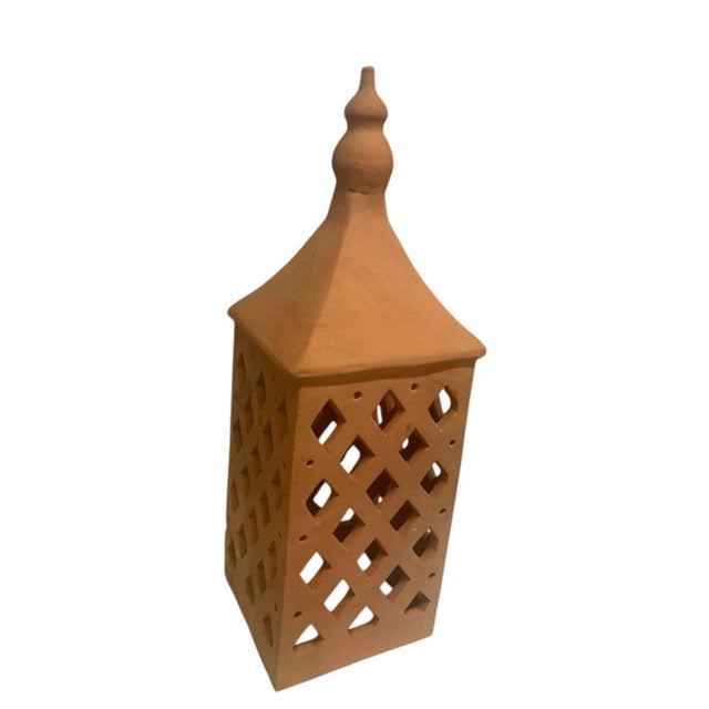 Moroccan Vintage Moroccan Handmade Terracotta Lanterns - a Pair For Sale - Image 3 of 8