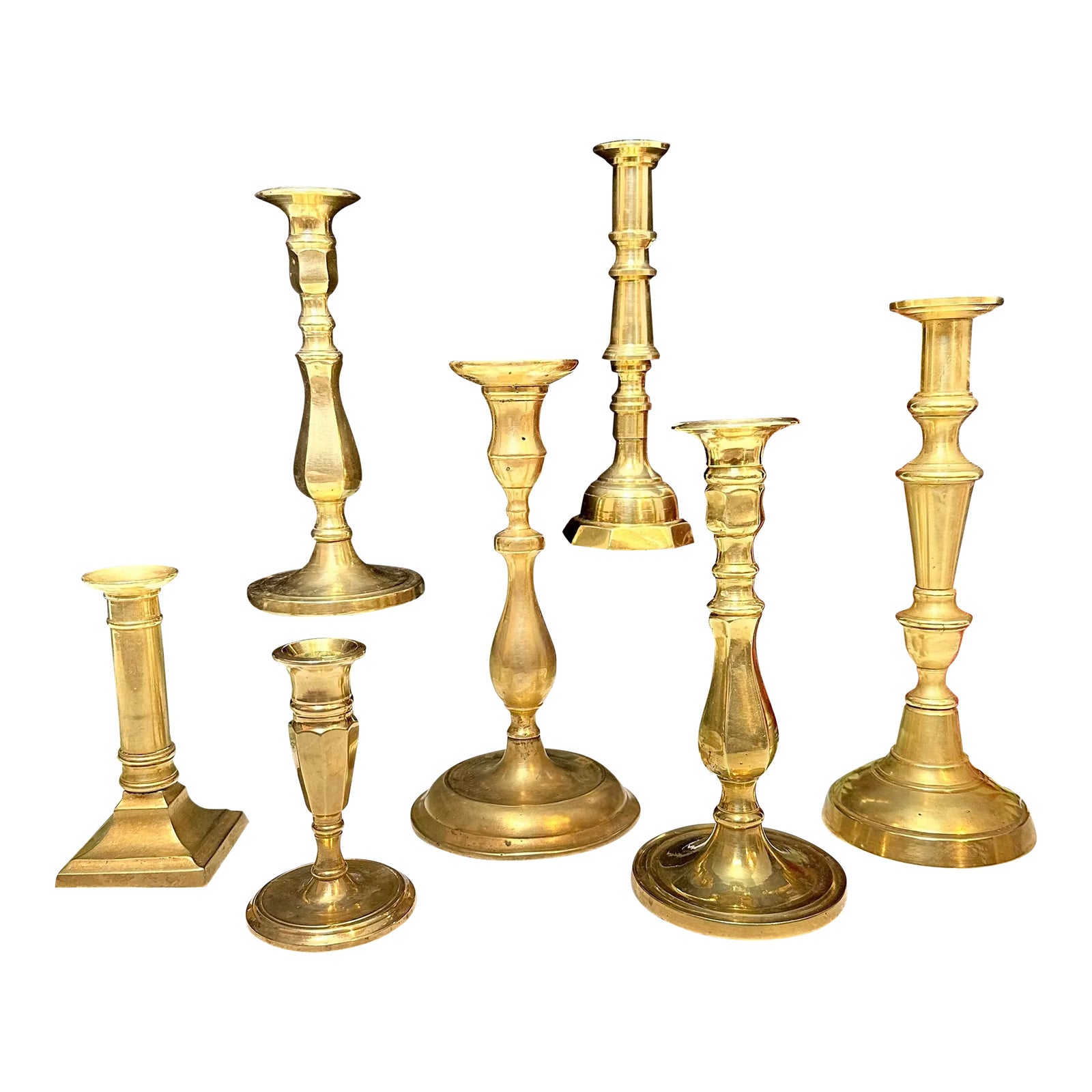 Vintage Mixed Brass Tabletop Taper Candlesticks Set of 7 Chairish