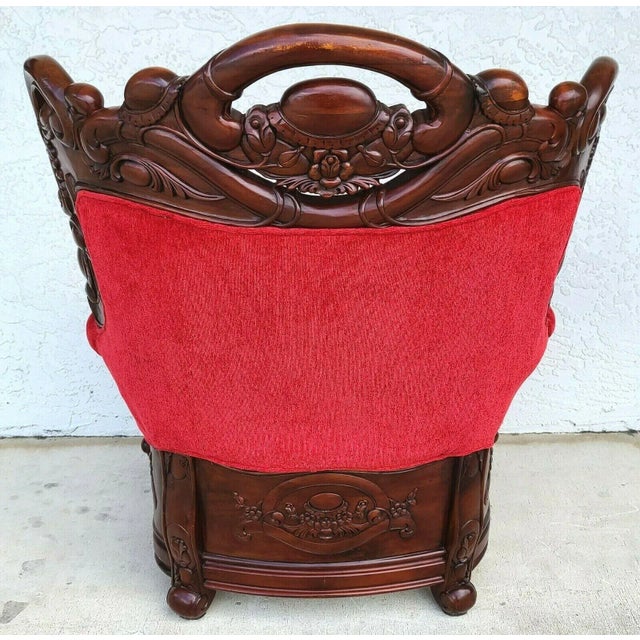 Large Asian Chinoiserie Carved Rosewood Armchair For Sale - Image 4 of 12