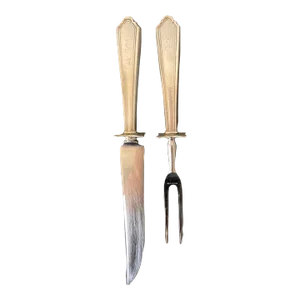 Early 20th Century 1910s Antique English Carving Set With Sterling Silver Handle by Watson- 2 Pieces