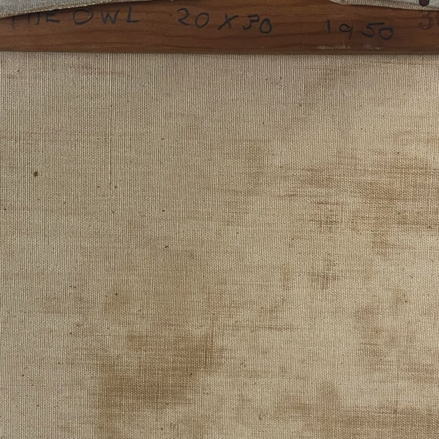 Frederick Robbins Childs (1908-1978) - Modernist Still Life With Owl, Signed (1950, Oil on Canvas) For Sale - Image 9 of 10