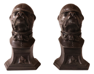 19th Century French Iron Knight Helmet Bookends (Set of 2)