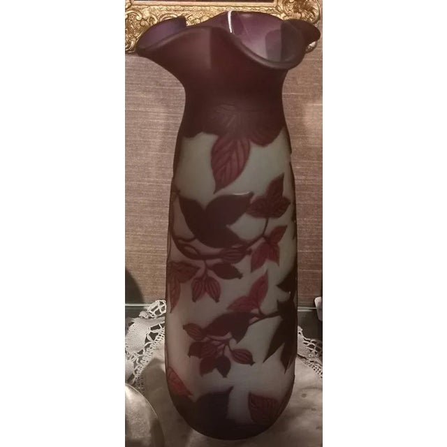 Art Glass Vase with Purple Flowers by Emile Galle, 1890s For Sale - Image 5 of 5