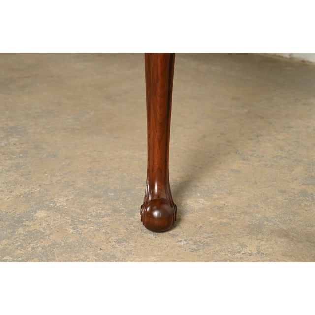 Romweber Style Georgian Walnut and Burl Wood Extension Dining Table, Newly Refinished For Sale - Image 15 of 17