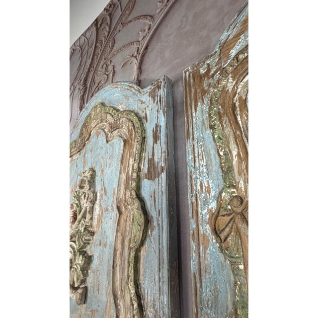 19th Century French Louis XV Rococo Doors With Distressed Wood Finish For Sale - Image 15 of 18