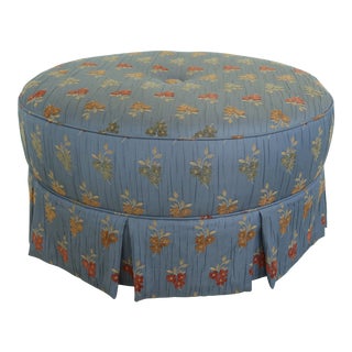 Round Custom Embroidered High Upholstery Ottoman For Sale