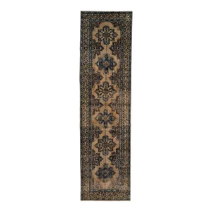 Mid 20th Century Vintage Persian Distressed Brown Handmade Tribal Wool Runner
