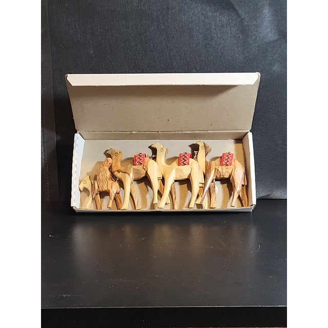Wood Olive Wood Camels Shepherd Nativity Christmas Creche For Sale - Image 7 of 8