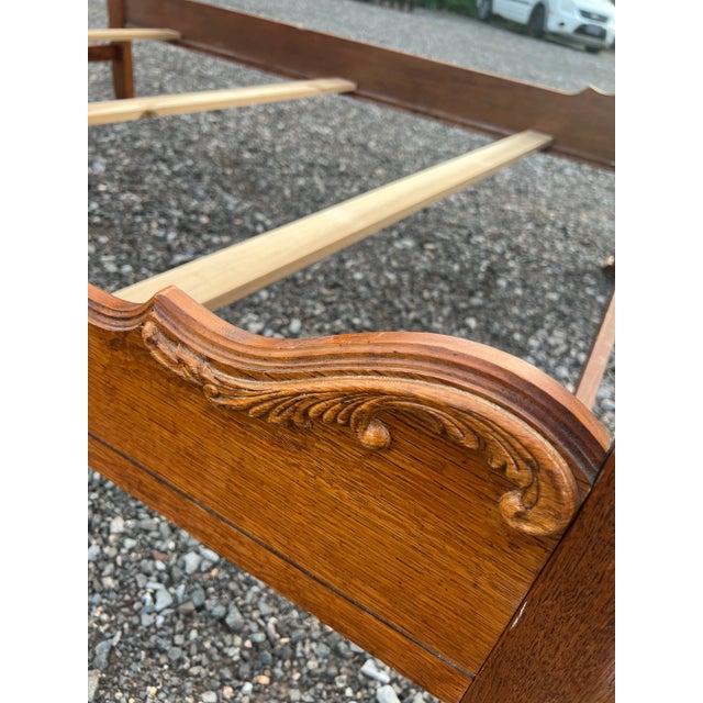 Lexington Carved Victorian Mansion Oak Bed - Queen Size For Sale - Image 9 of 12