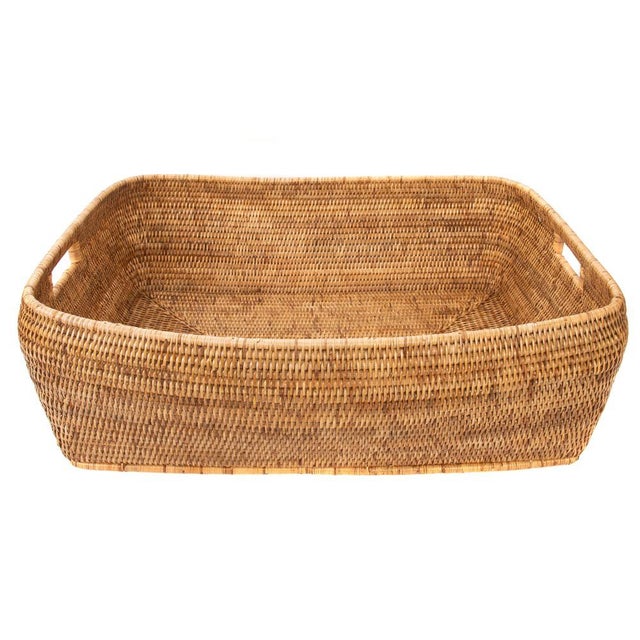 Boho Chic Artifacts Rattan Rectangular Oblong Storage Basket in Honey Brown - 26" For Sale - Image 3 of 6