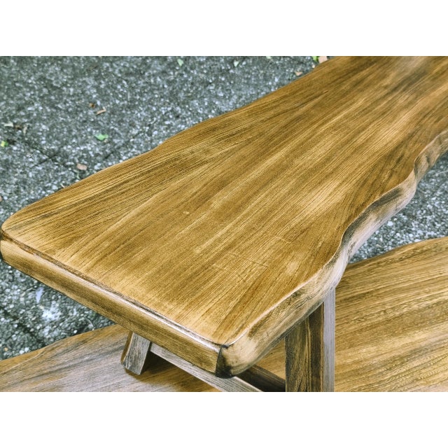 Brutalist Benches in Blond Elm from Aranjou, France, 1960s, Set of 2 For Sale - Image 10 of 18