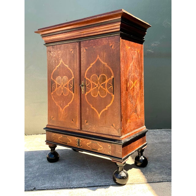 Vintage Dutch Inlay Cabinet For Sale - Image 9 of 12