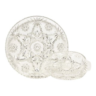 Glass Starburst Platter & Divided Dish For Sale