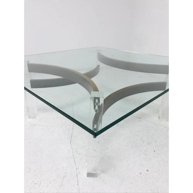 Mid-Century Modern Lucite and Bentwood Coffee Table For Sale - Image 9 of 12