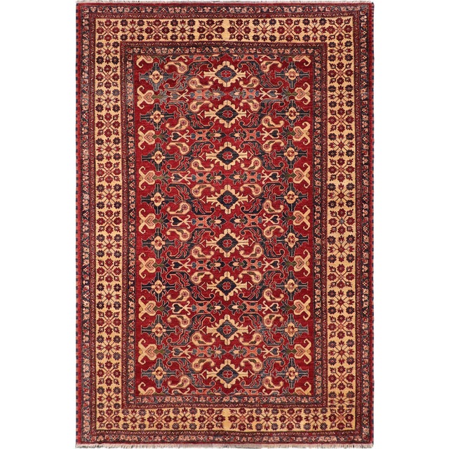 Tribal Super Kazak Red/Beige Wool Rug - 7'8'' X 11'2'' For Sale - Image 9 of 10