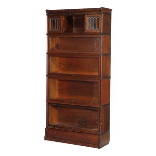 Antique Globe Wernicke Arts & Crafts Oak Five Stack Barrister Bookcase C1920 For Sale