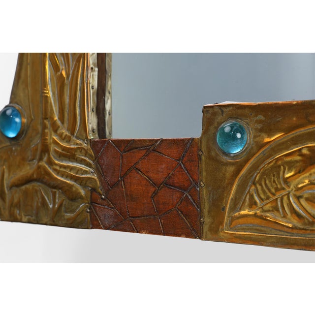 Art Nouveau Mirror in Brass and Glass from A.H. Villaket, France, 1910s For Sale - Image 9 of 14