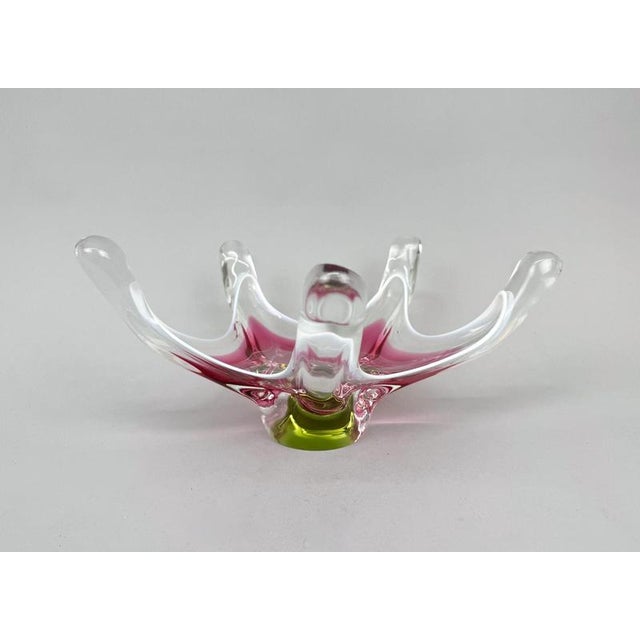 Beautiful Czech sculptural glass bowl, designed by Josef Hospodka in 1960's and made by the Chribska glassworks....