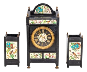 Aesthetic Black Slate & Porcelain Clock Set, 3