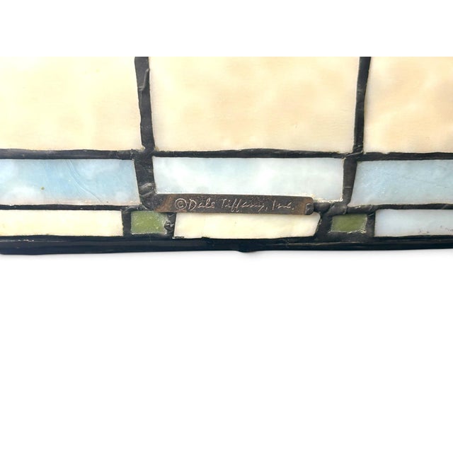 1980s Dale Tiffany Studios Frank Lloyd Wright Mission Style Stained Glass Table Lamp For Sale - Image 9 of 10