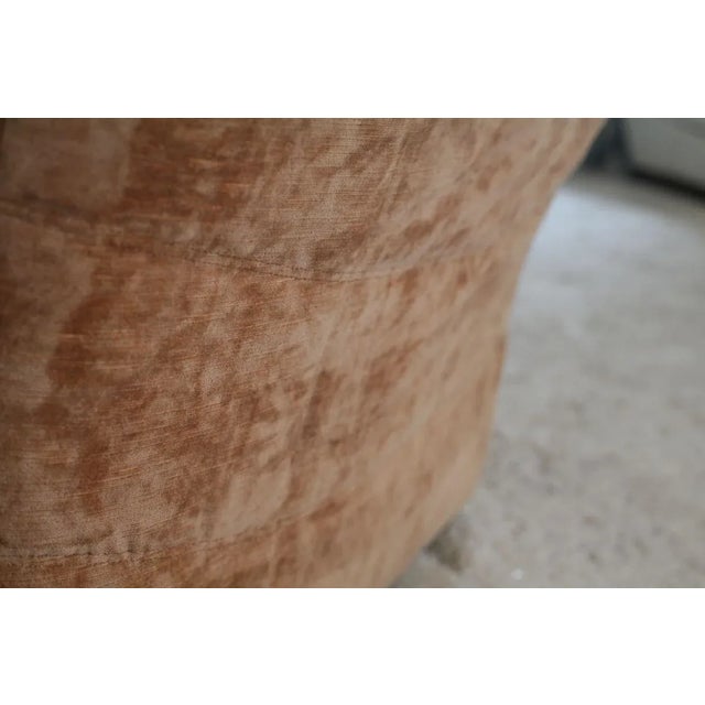 Pair of short velvet armchair color ''caramel''. France, circa 1960. Wear consistent with age: in beautiful condition....