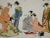 Vintage Five Oriental Asian Women Musical Scene Embroidered Picture Wall Hanging For Sale In Los Angeles - Image 6 of 12