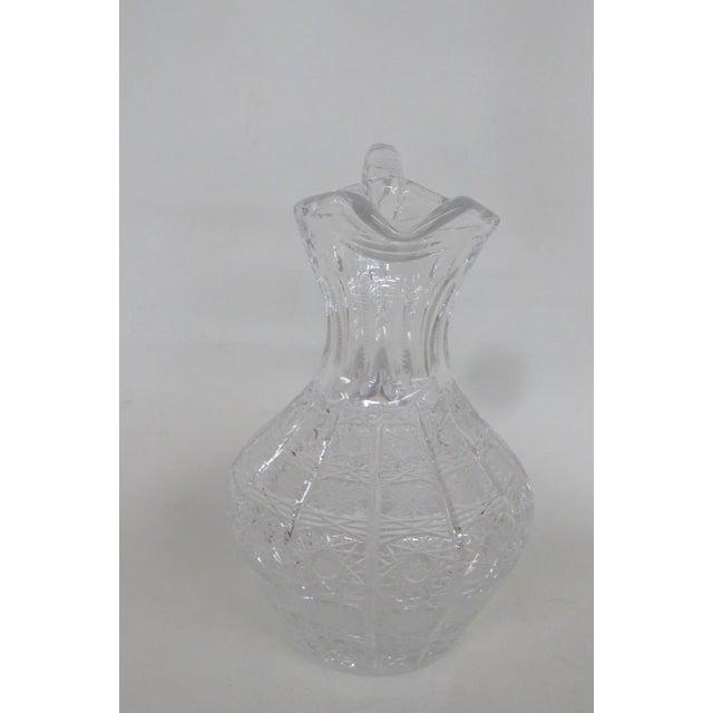 Mid 20th Century Mid 20th Century Queen Lace Blown Cut Glass Lead Crystal Pitcher Round Bowl Shape Bohemia For Sale - Image 5 of 18