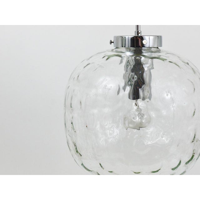 Large Bubble Melting Glass and Chrome Globe Pendant Lamp, Germany, 1970s For Sale - Image 17 of 18