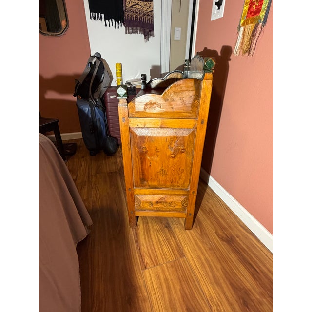 Antique Tibetan Hand Painted Cabinet For Sale - Image 4 of 10