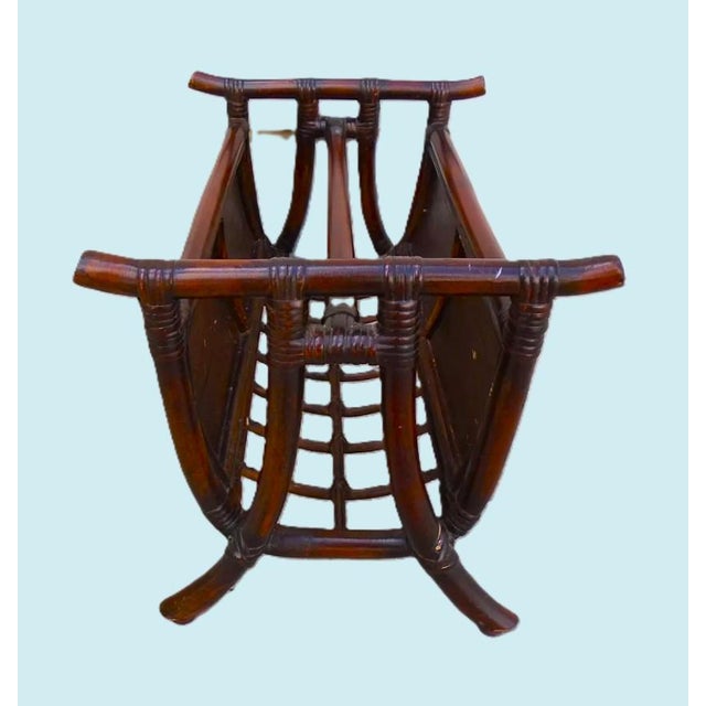 Wood Vintage Bamboo Magazine Rack For Sale - Image 7 of 10