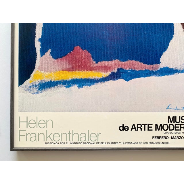 Metal Helen Frankenthaler Vintage 1979 Abstract Expressionist Lithograph Print Framed Mexico City Exhibition Poster For Sale - Image 7 of 12