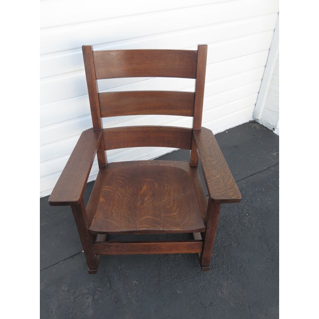 Early 1900s Art and Craft Tiger Oak Rocking Chair 6409 For Sale - Image 13 of 15