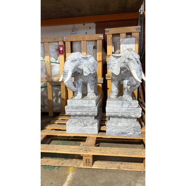 Elephant Sculptures, Marble, Set of 2 For Sale - Image 5 of 5