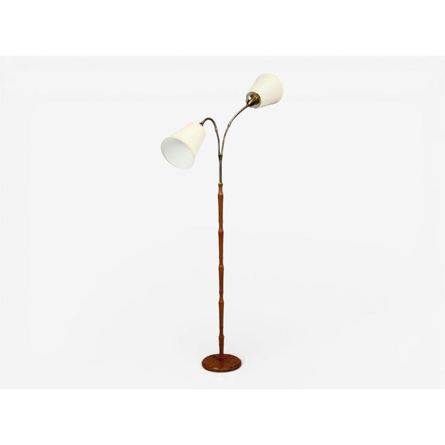 Mid-Century Modern Swedish Modern, Adjustable Floor Lamp, Wood, Brass, Sweden, 1960s For Sale - Image 3 of 13