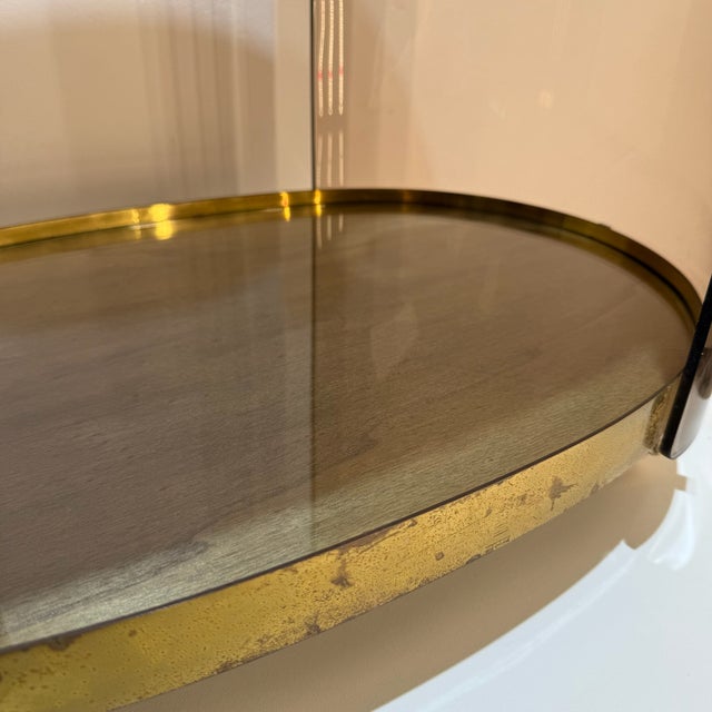 Brown Italian Space Age Serving Trolley in Acrylic and Brass, 1968 For Sale - Image 8 of 18