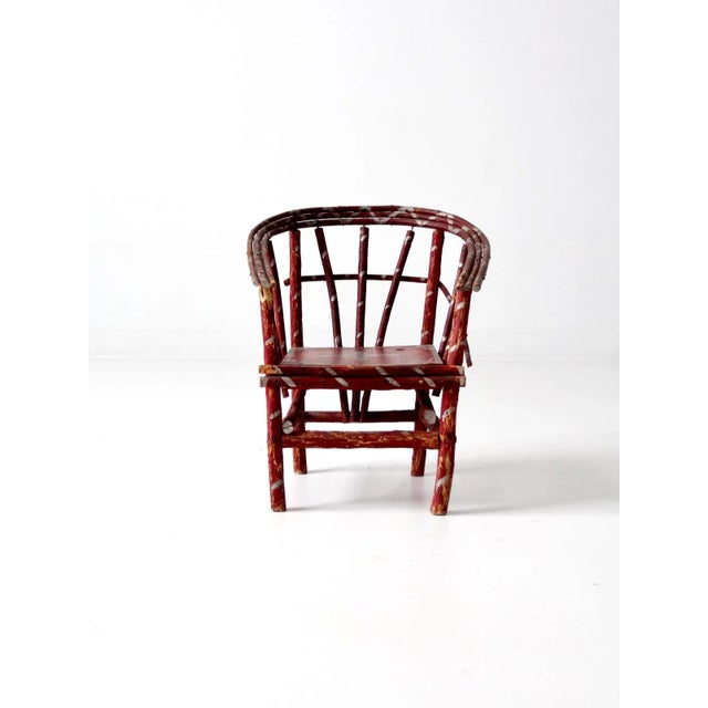 Rustic Antique Folk Art Children's Chair For Sale - Image 3 of 9