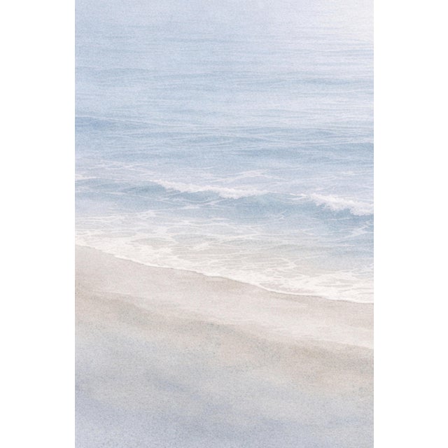 Ink Blue Minimalist Coastal Shoreline, Soft Seascape Art Print, 24″ × 36″ For Sale - Image 8 of 9