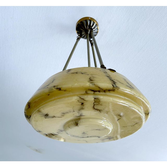 Gold Art Deco Pendant Light in Amber Uranium Glass, 1930s For Sale - Image 8 of 18