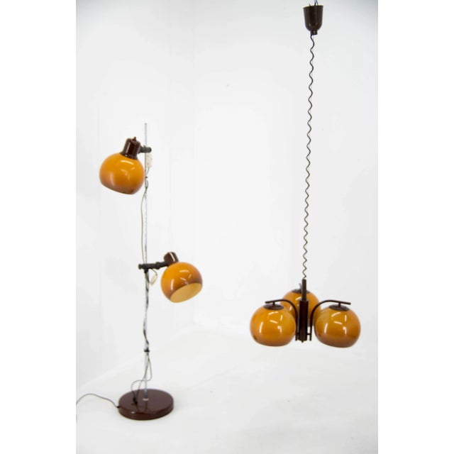 Hungarian Floor Lamp and Chandelier, 1960s, Set of 2 For Sale - Image 6 of 10
