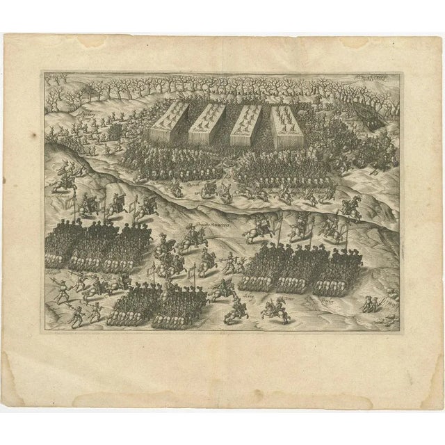 Battle of Turnhout 1597 – Dutch and English Victory over Spanish This original antique engraving depicts the Battle of...