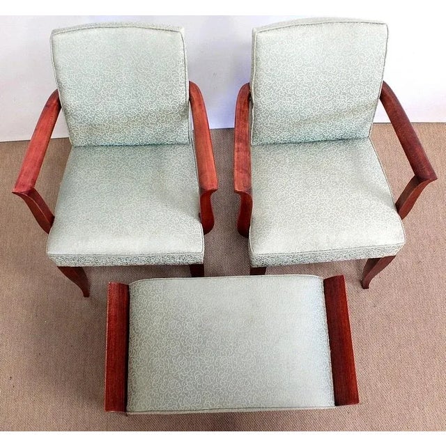 1930s Art Deco Bridge Armchairs and Stool, 1940s, Set of 3 For Sale - Image 5 of 18